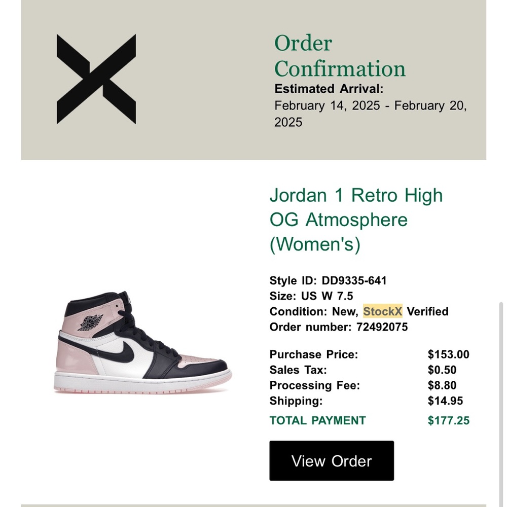 Jordan 1 Retro High
OG Atmosphere (Women's) Pink and Navy